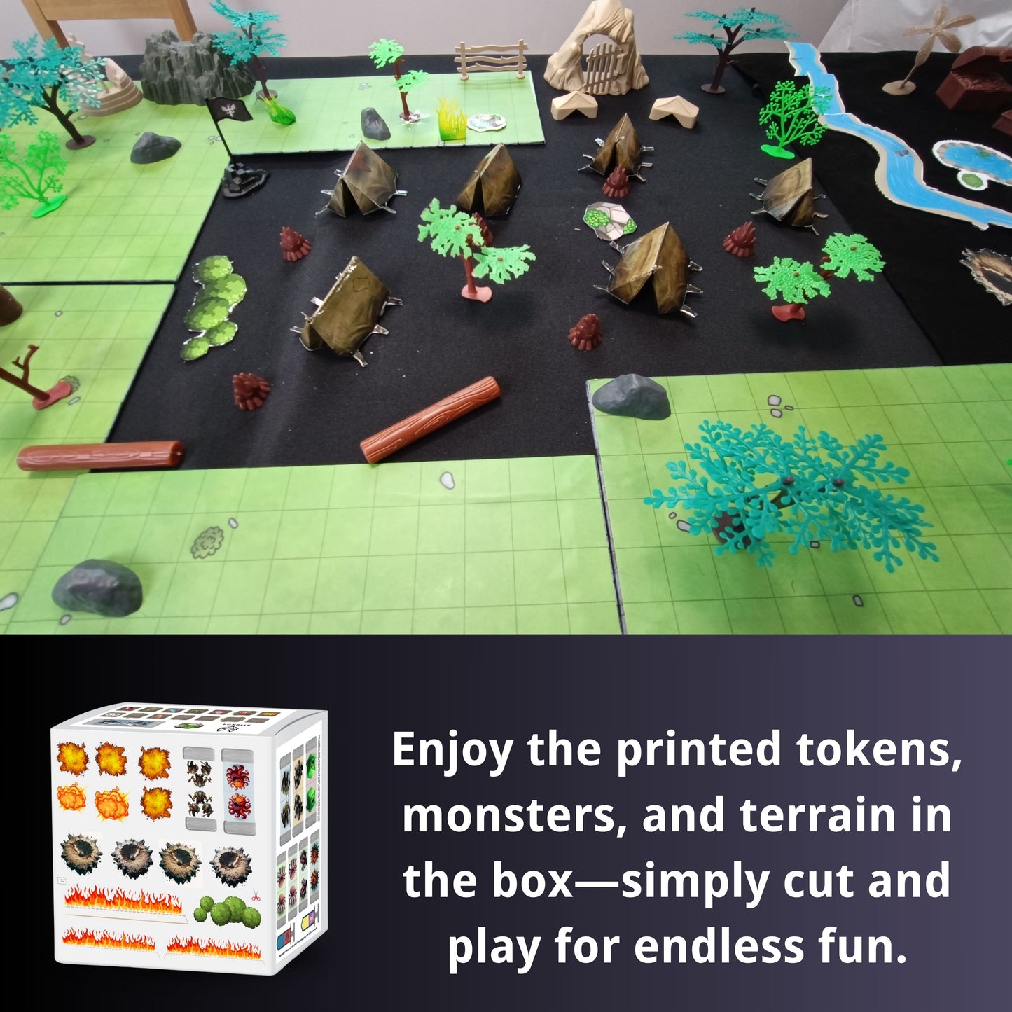 Set de castillo de Dungeons & Dragons con más de 240 piezas de terreno modular y miniaturas para D&D 5e Mapa de batalla de doble cara