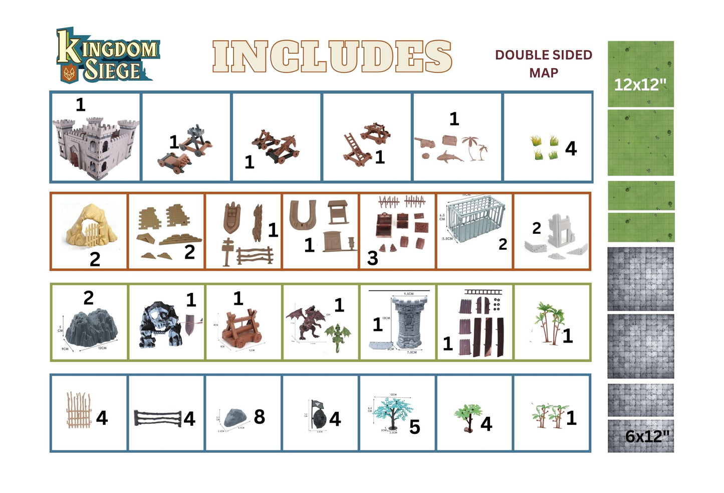 Set de castillo de Dungeons & Dragons con más de 240 piezas de terreno modular y miniaturas para D&D 5e Mapa de batalla de doble cara