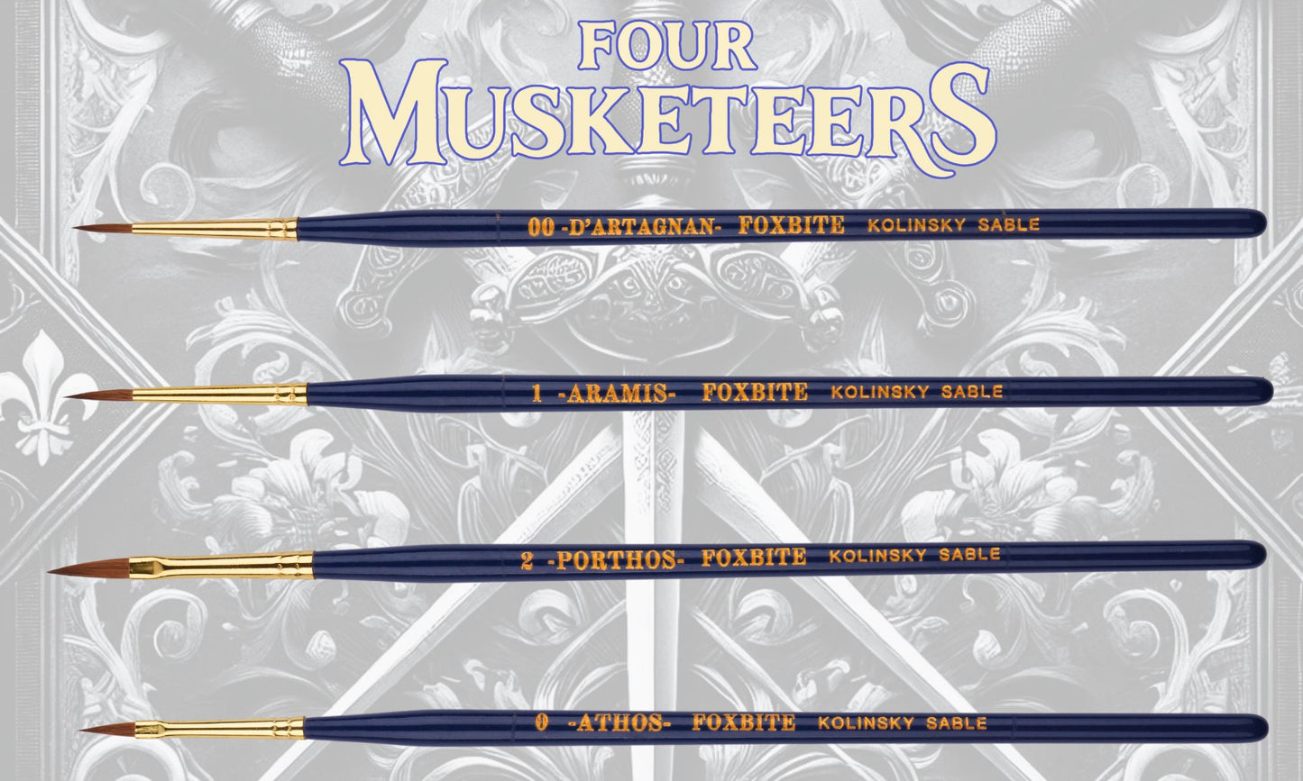 foxbite brushes four musketers
four musketeers miniature painting brushes.
