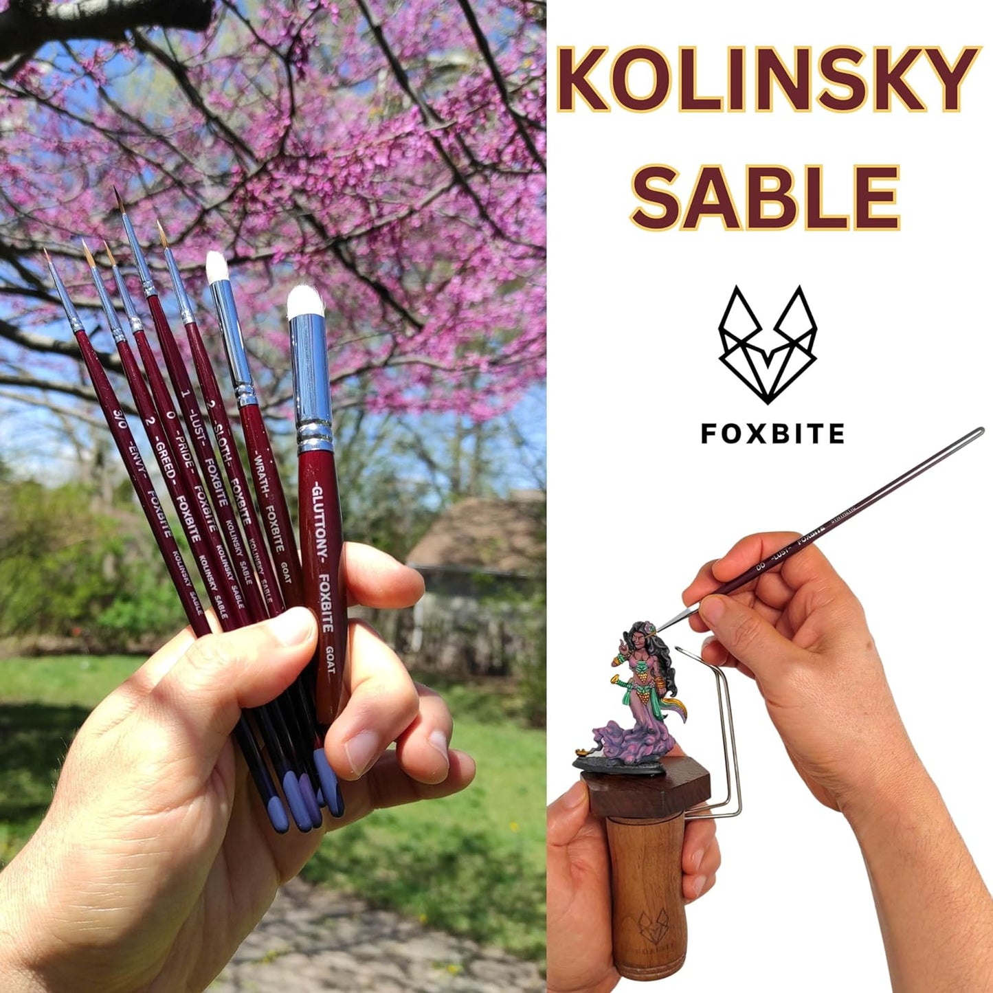 "3-Piece Kolinsky Sable Brush Set for Miniature Painting – FOXBITE Seven Deadly Sins""