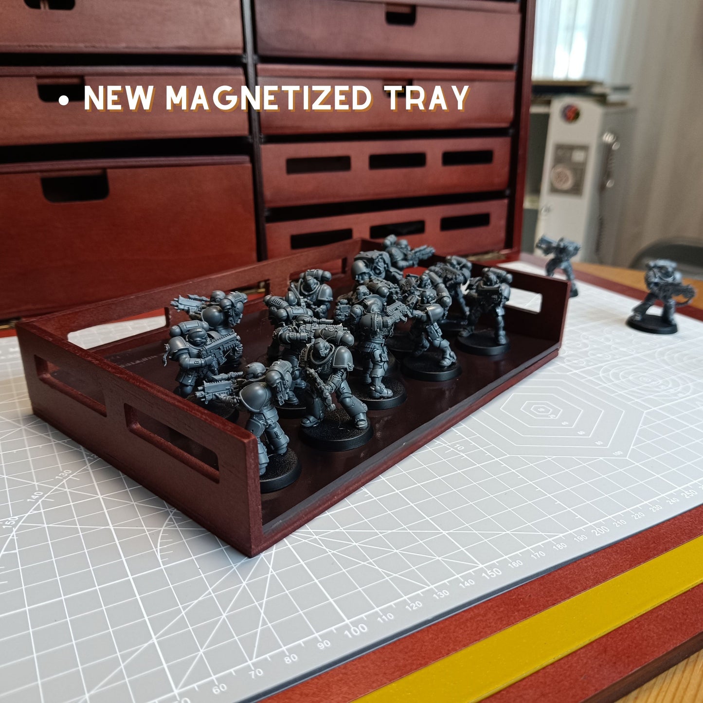 FOXBITE Woodcraft Miniature Painting Box-Handcrafted Wooden Organizer with Customizable Compartments Premium Storage for Brushes, Paints, & Tools | Perfect for Miniature Painting, D&D & Warhammer