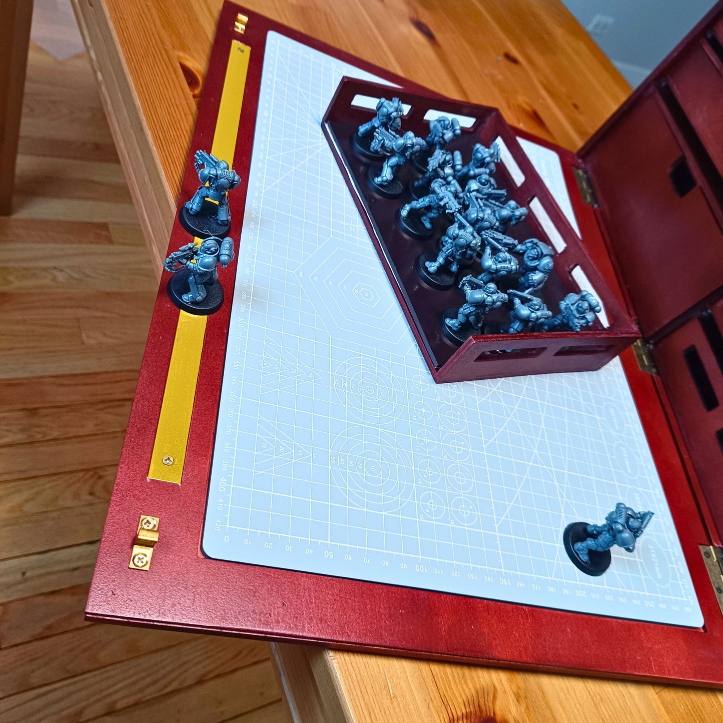 FOXBITE Woodcraft Miniature Painting Box-Handcrafted Wooden Organizer with Customizable Compartments Premium Storage for Brushes, Paints, & Tools | Perfect for Miniature Painting, D&D & Warhammer