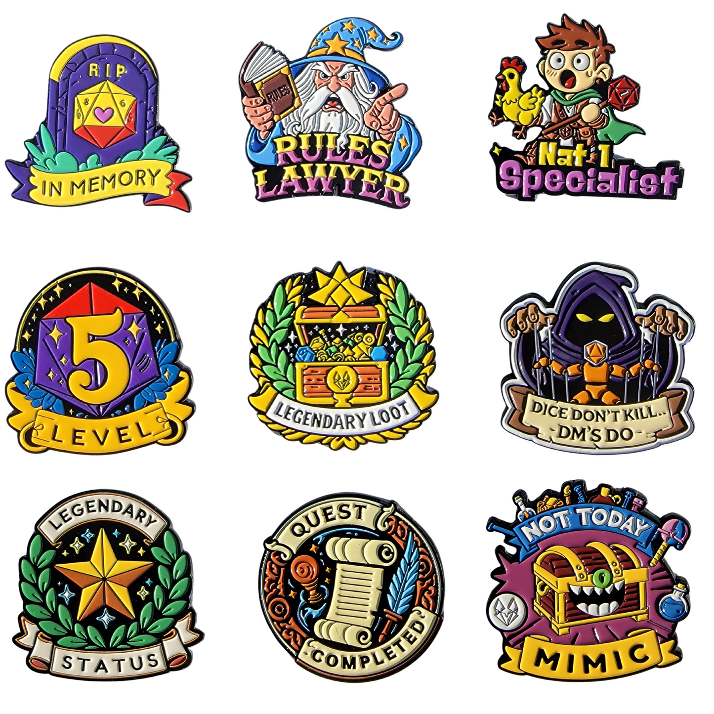 Achievement Enamel Pin Set – DnD Edition