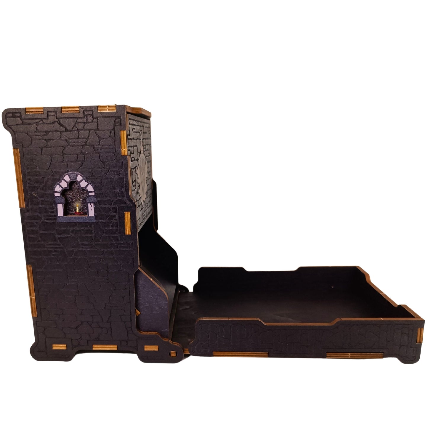 Torre de dados para mazmorras y dragones: dados de madera plegables y portátiles con bandeja