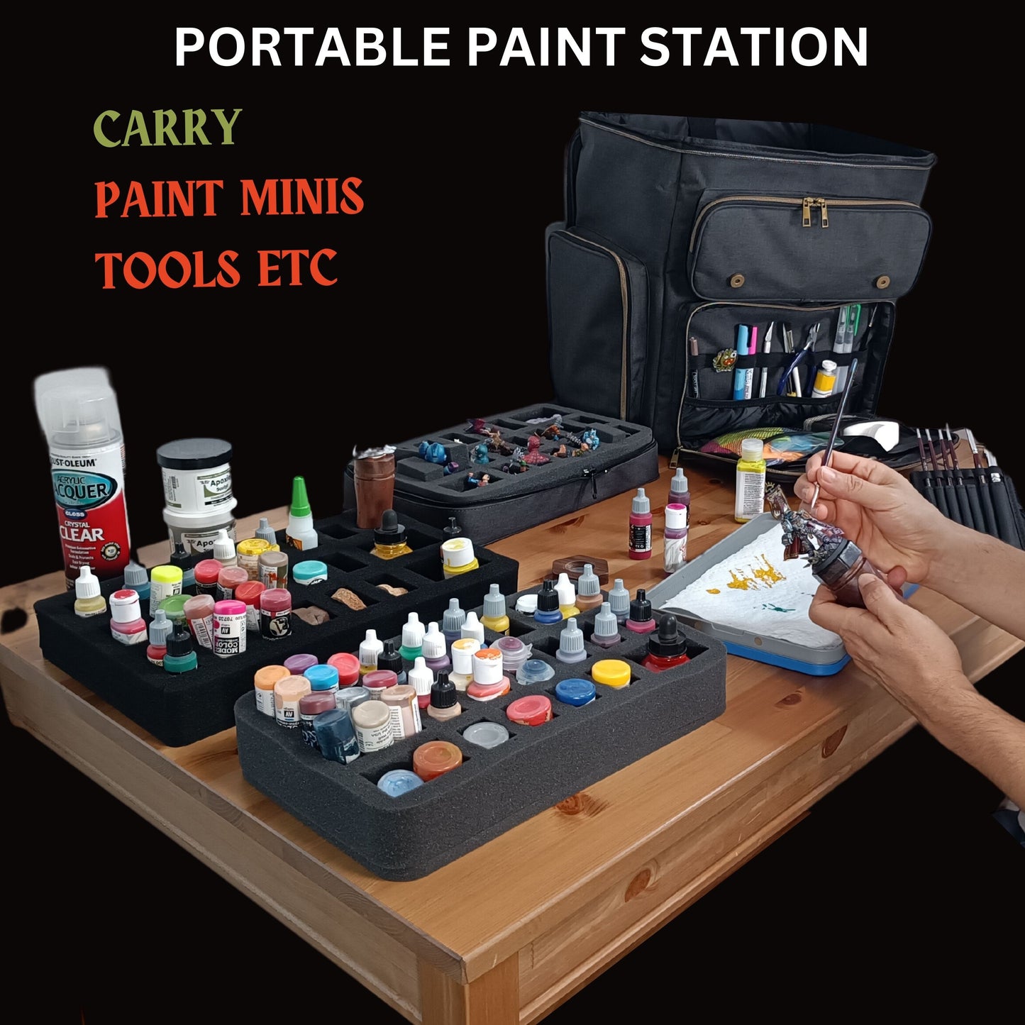 Ultimate Dungeons & Dragons Backpack – RPG Gear, Miniature Painting, Tabletop Storage with Map Pocket & Foam Tray Organizer