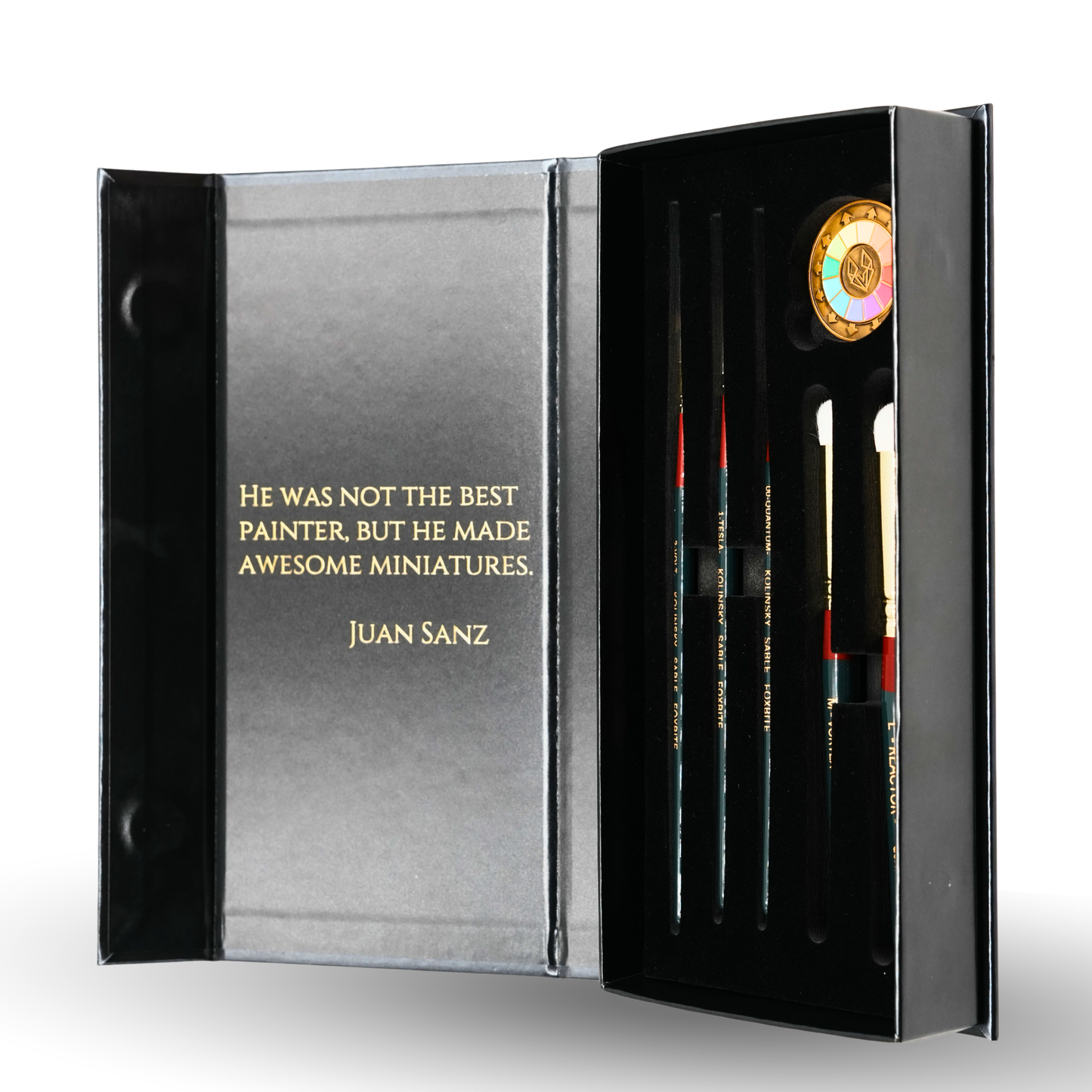 Size 2 VOLT arrow brush. Engineered for edge highlights, fine lining, and controlled glazing on sharp surfaces and defined edges.