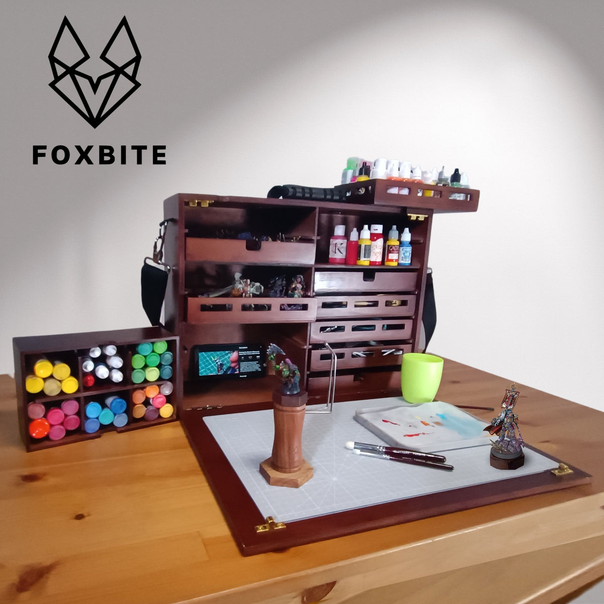 FOXBITE Woodcraft painting box magnetic metal bar for magnetized hobby tools – extra support for miniature painting station