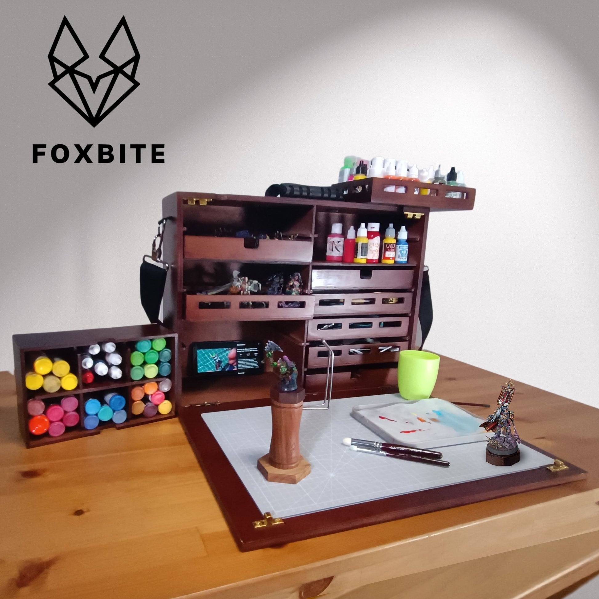 FOXBITE Woodcraft painting box magnetic metal bar for magnetized hobby tools – extra support for miniature painting station