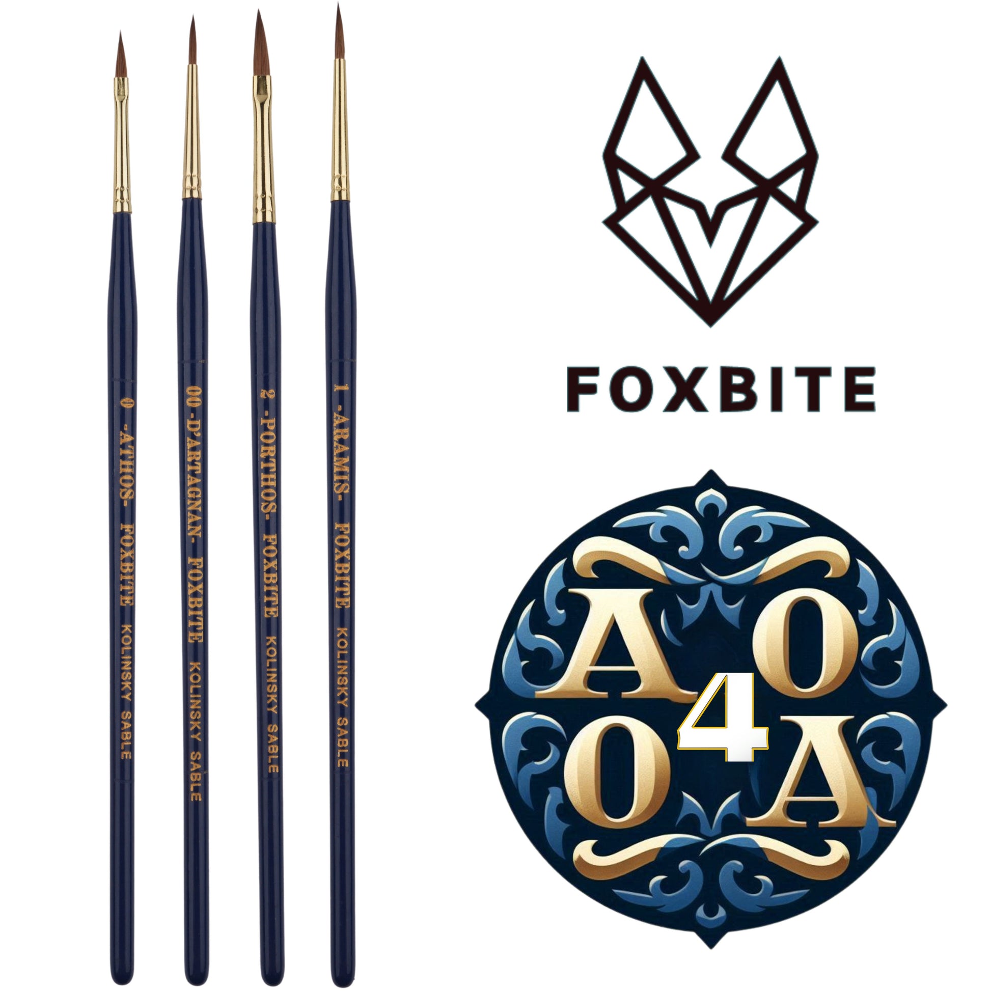 foxbite brushes four musketers
four musketeers miniature painting brushes.