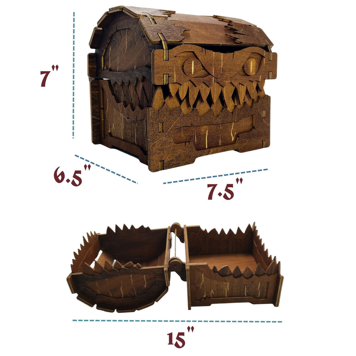 FOXBITE Mimic Chest interior storage compartments for D&D dice and miniatures organizer kit
