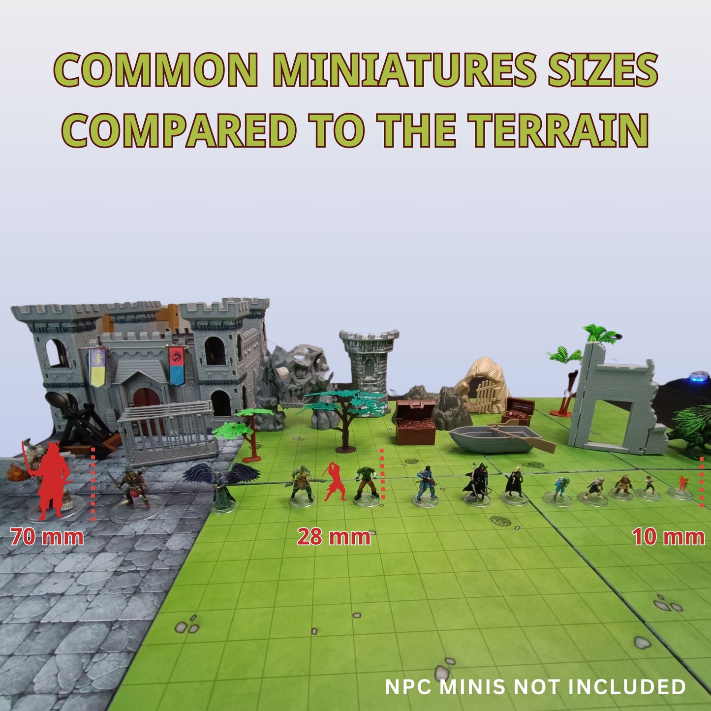 Dungeons & Dragons Castle Set  240+ Pieces  Modular Terrain & Miniatures for D&D 5e  Double-Sided Battle Map