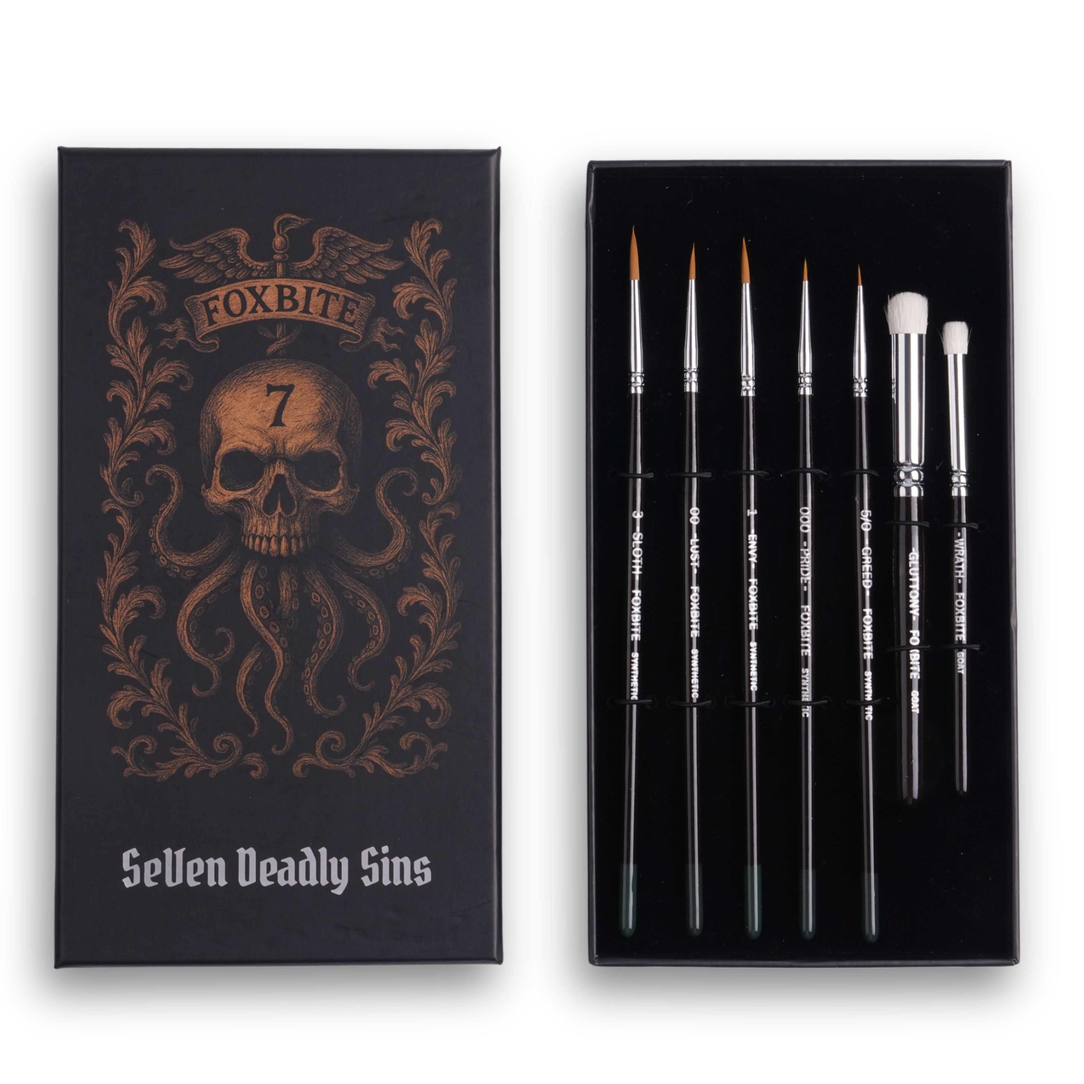 Fine Detail Paint Brushes: 7-Piece Set for Miniatures | FOXBITE