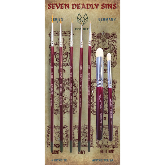 Seven Deadly Sins Synthetic - Fine Detail Paint Brushes for Miniatures