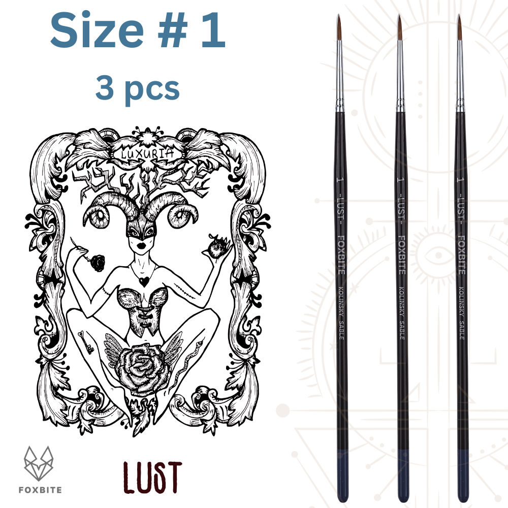 "Juego de 3 pinceles de marta Kolinsky para pintar miniaturas: FOXBITE Seven Deadly Sins"